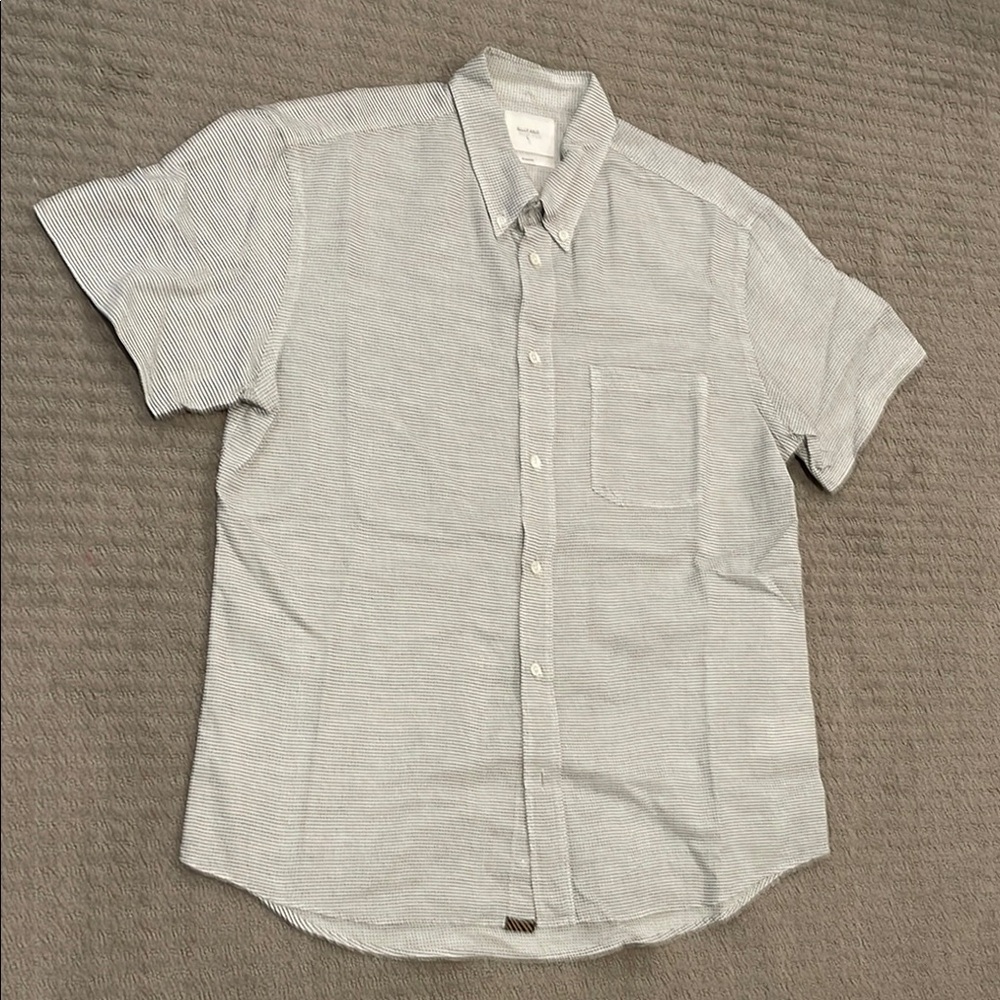 Billy Reid Men's Cream and Black Striped Shirt